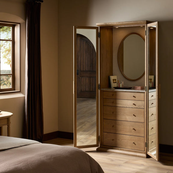 Rosalind Mirror Armoire - Amber Ash Veneer