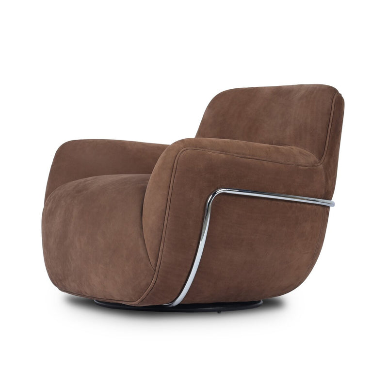Brahms Swivel Chair - Nubuck Tobacco