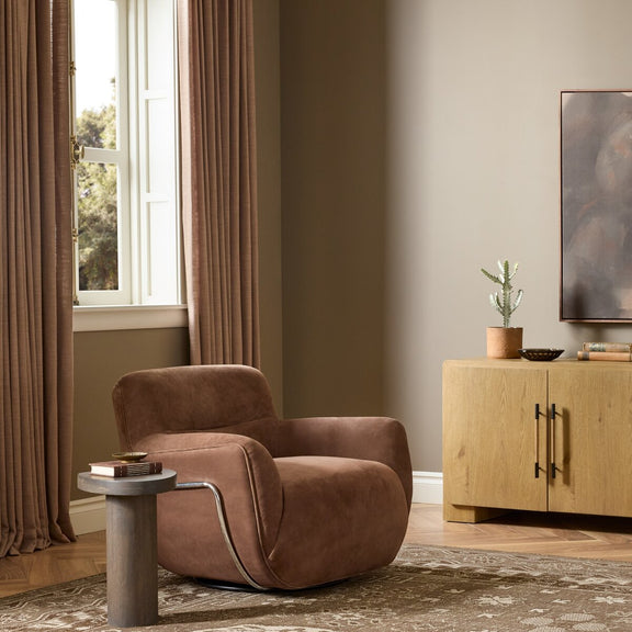 Brahms Swivel Chair - Nubuck Tobacco