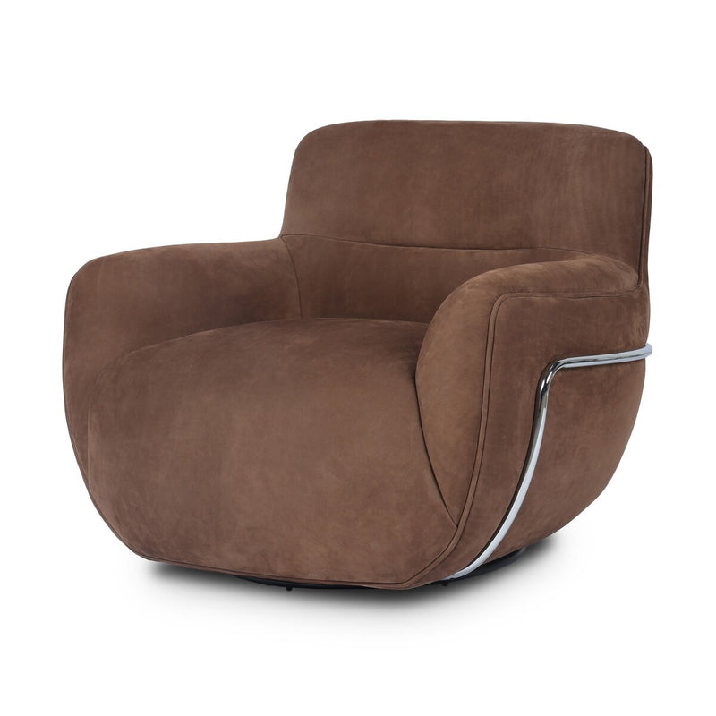 Brahms Swivel Chair - Nubuck Tobacco