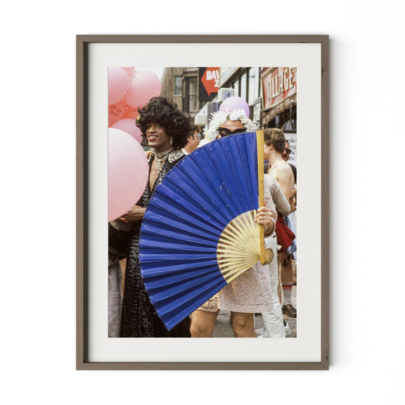 Johnson & Others At Pride March by Barbara Alper - Rustic Walnut