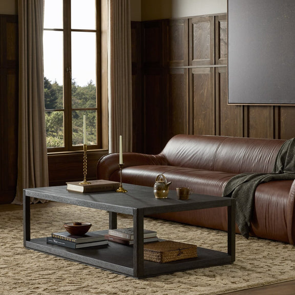 Bucco Rectangular Coffee Table - Black Oak Solid