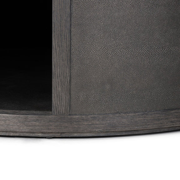 Bucco Round Coffee Table - Black Faux Shagreen