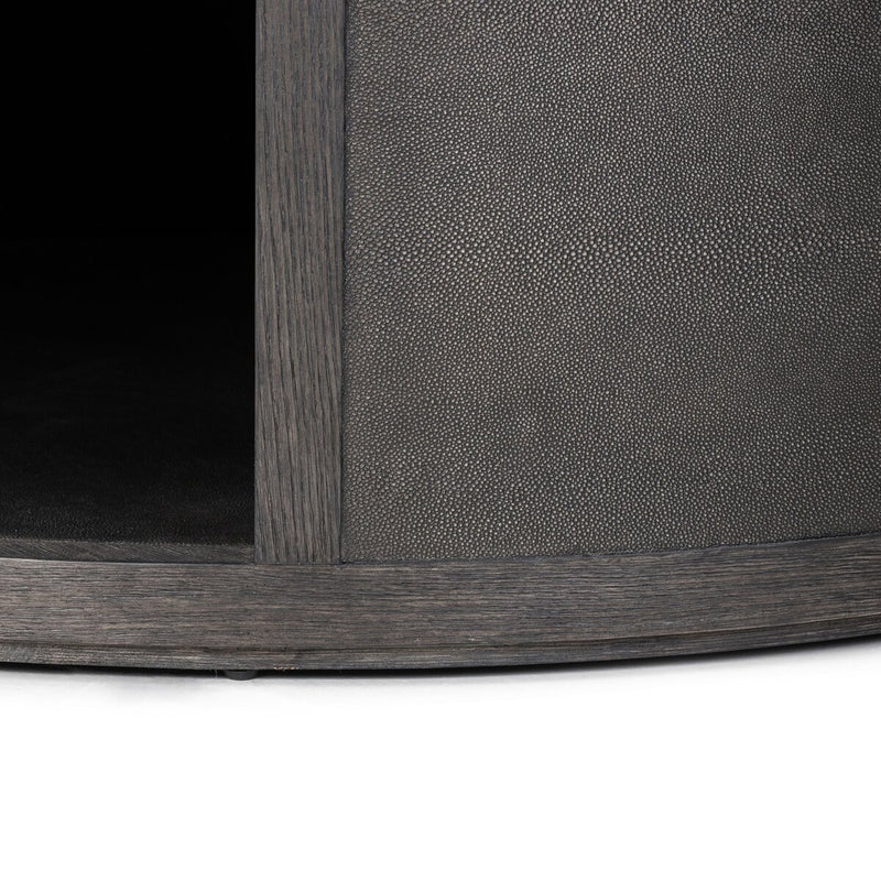 Bucco Round Coffee Table - Black Faux Shagreen