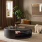 Bucco Round Coffee Table - Black Faux Shagreen