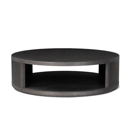 Bucco Round Coffee Table - Black Faux Shagreen