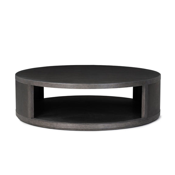 Bucco Round Coffee Table - Black Faux Shagreen