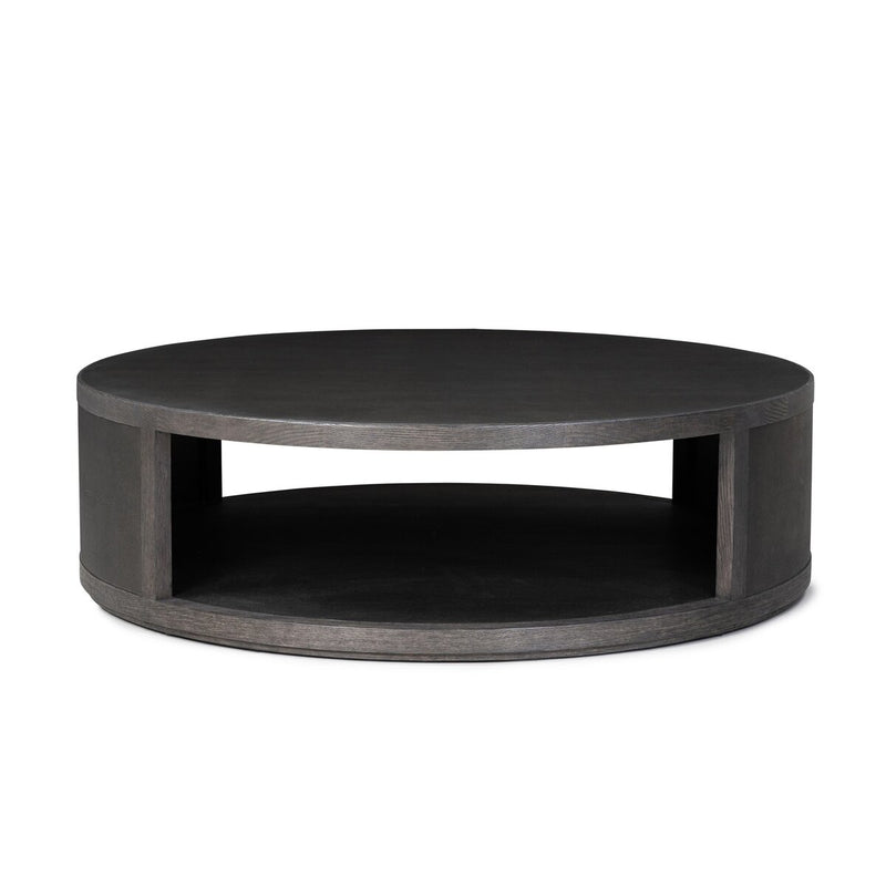 Bucco Round Coffee Table - Black Faux Shagreen