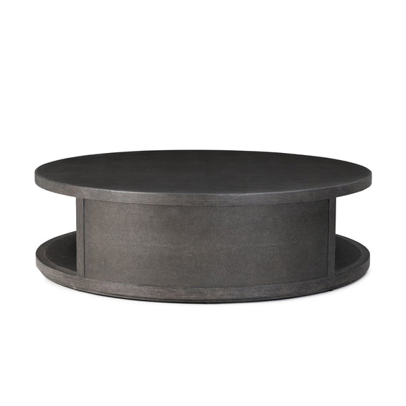 Bucco Round Coffee Table - Black Faux Shagreen