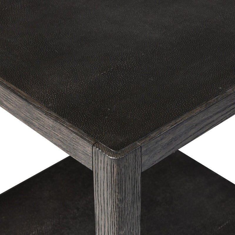 Bucco Square End Table - Black Faux Shagreen