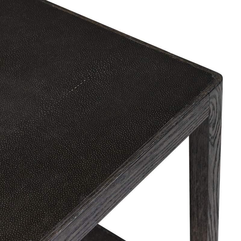 Bucco Square End Table - Black Faux Shagreen