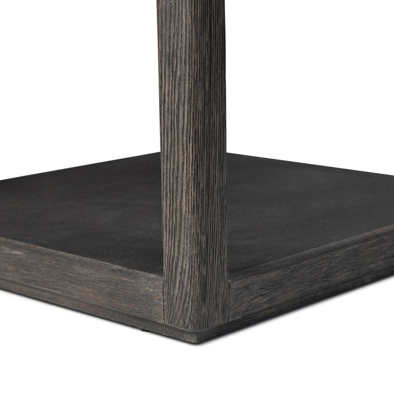 Bucco Square End Table - Black Faux Shagreen