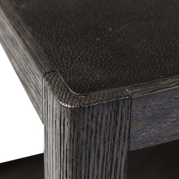 Bucco Square End Table - Black Faux Shagreen