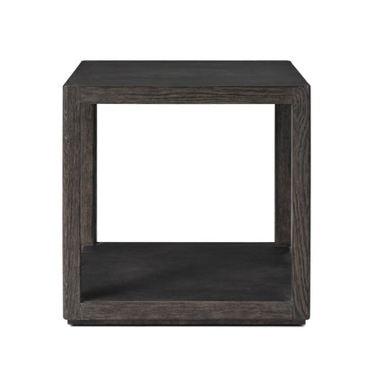 Bucco Square End Table - Black Faux Shagreen