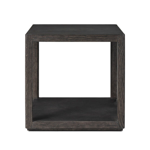 Bucco Square End Table - Black Faux Shagreen