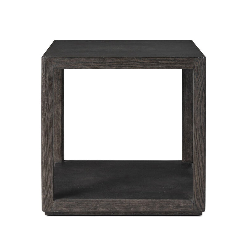 Bucco Square End Table - Black Faux Shagreen