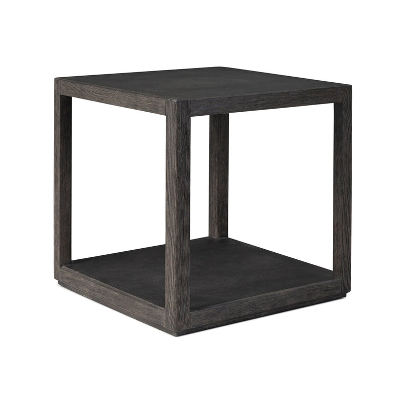 Bucco Square End Table - Black Faux Shagreen
