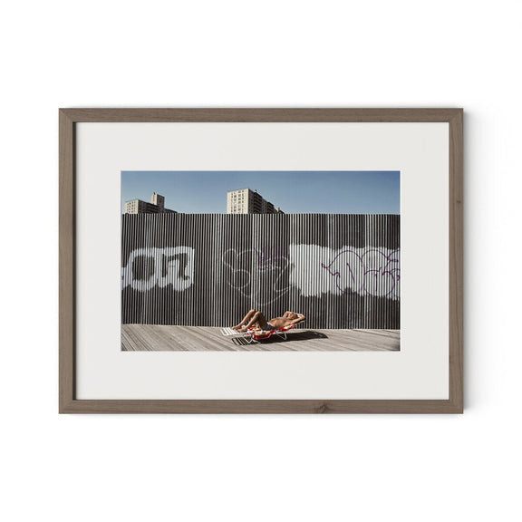 Brighton Beach Boardwalk by Barbara Alper - Rustic Walnut