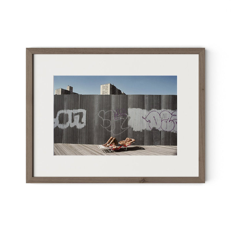 Brighton Beach Boardwalk by Barbara Alper - Rustic Walnut