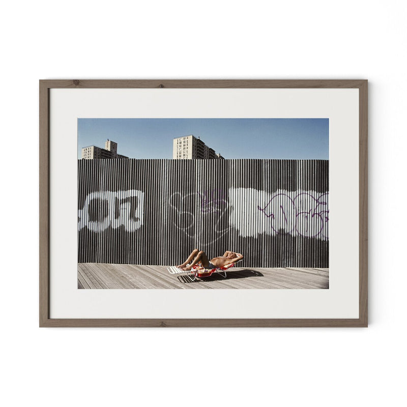 Brighton Beach Boardwalk by Barbara Alper - Rustic Walnut