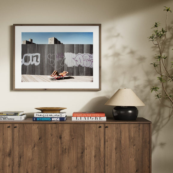 Brighton Beach Boardwalk by Barbara Alper - Rustic Walnut
