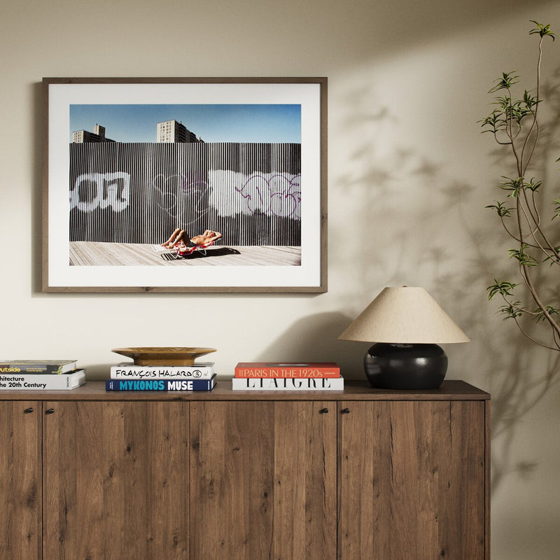 Brighton Beach Boardwalk by Barbara Alper - Rustic Walnut