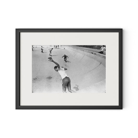 Skateboarding In A Drained Pool I by Barbara Alper - Black Maple