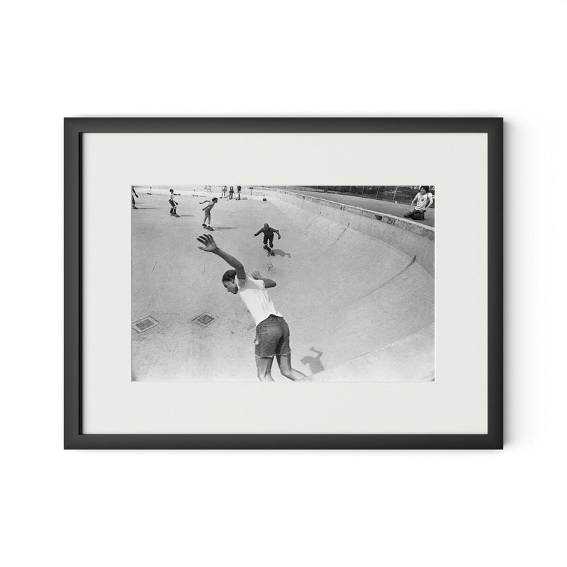Skateboarding In A Drained Pool I by Barbara Alper - Black Maple