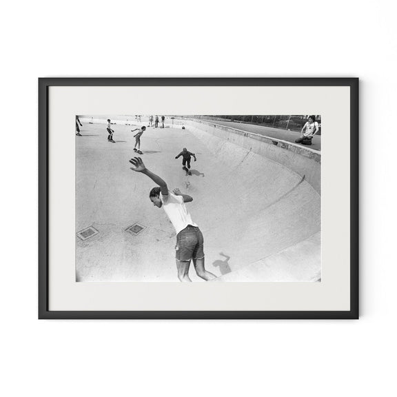 Skateboarding In A Drained Pool I by Barbara Alper - Black Maple
