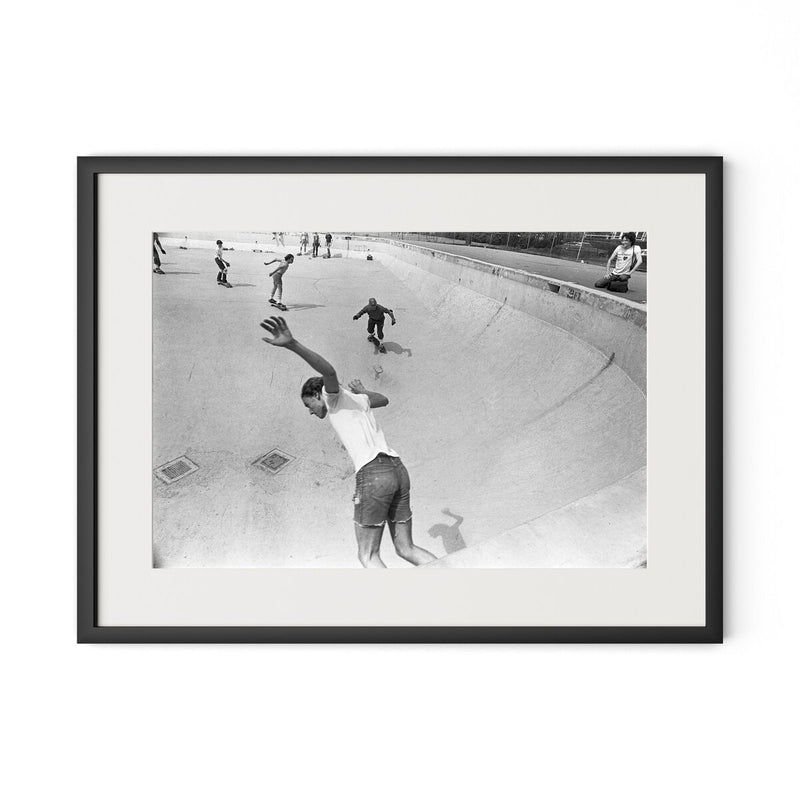 Skateboarding In A Drained Pool I by Barbara Alper - Black Maple