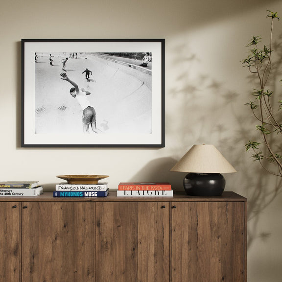 Skateboarding In A Drained Pool I by Barbara Alper - Black Maple