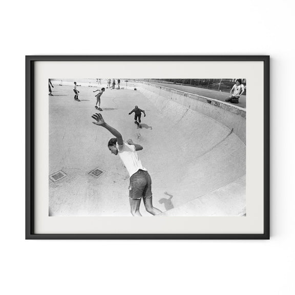 Skateboarding In A Drained Pool I by Barbara Alper - Black Maple