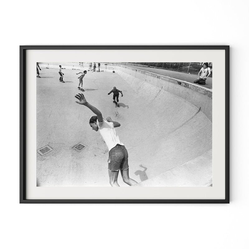 Skateboarding In A Drained Pool I by Barbara Alper - Black Maple