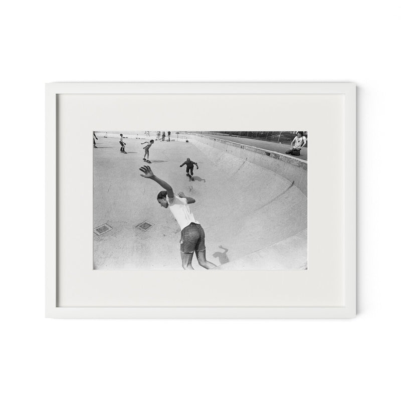 Skateboarding In A Drained Pool I by Barbara Alper - White Maple