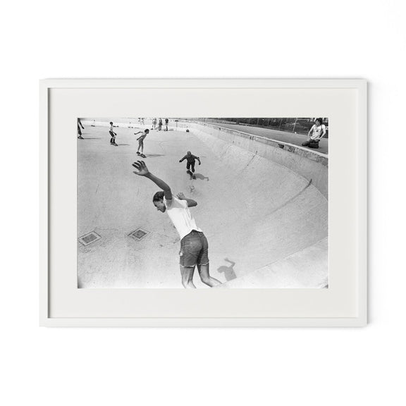 Skateboarding In A Drained Pool I by Barbara Alper - White Maple