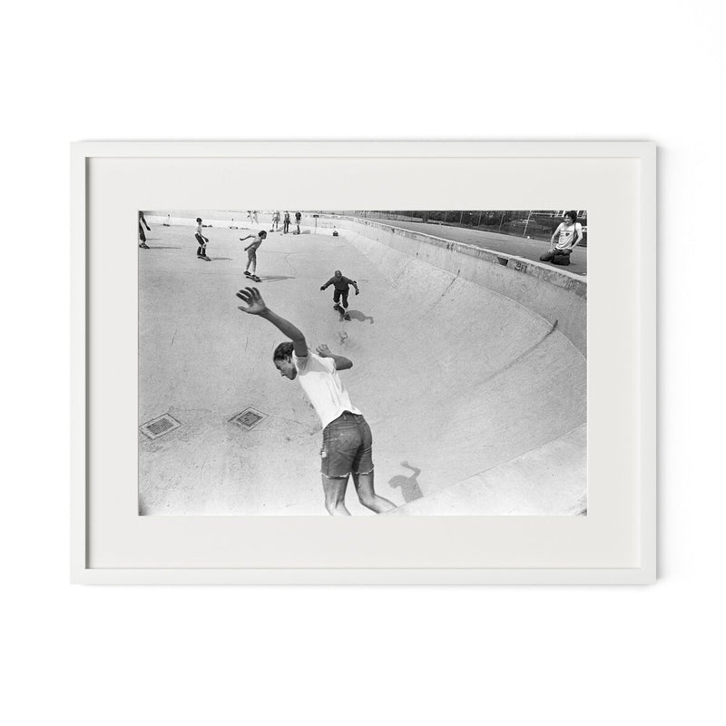 Skateboarding In A Drained Pool I by Barbara Alper - White Maple