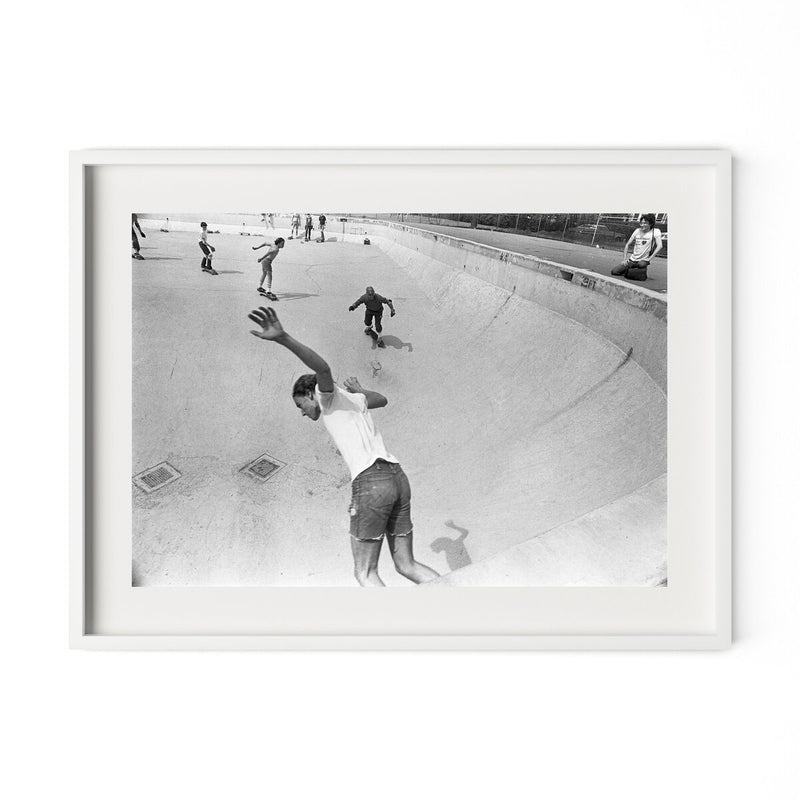 Skateboarding In A Drained Pool I by Barbara Alper - White Maple