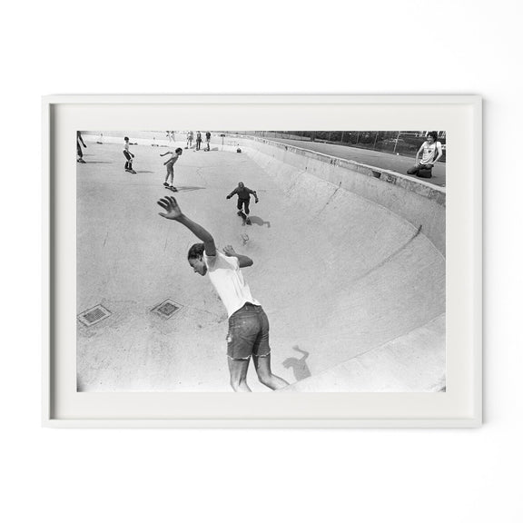 Skateboarding In A Drained Pool I by Barbara Alper - White Maple