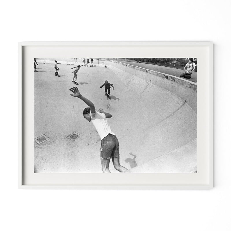 Skateboarding In A Drained Pool I by Barbara Alper - White Maple