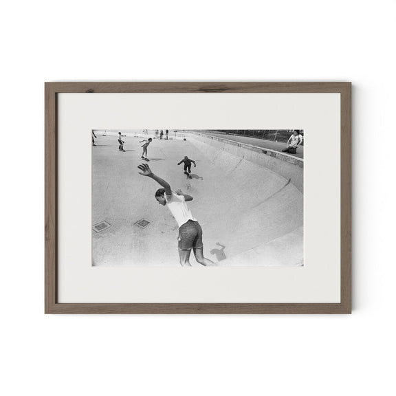 Skateboarding In A Drained Pool I by Barbara Alper - Rustic Walnut