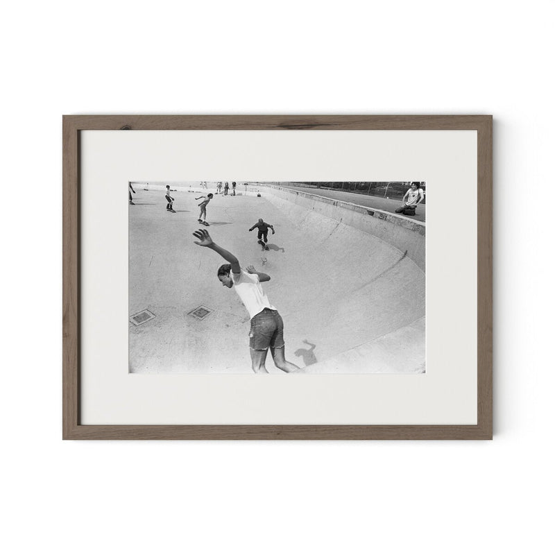 Skateboarding In A Drained Pool I by Barbara Alper - Rustic Walnut