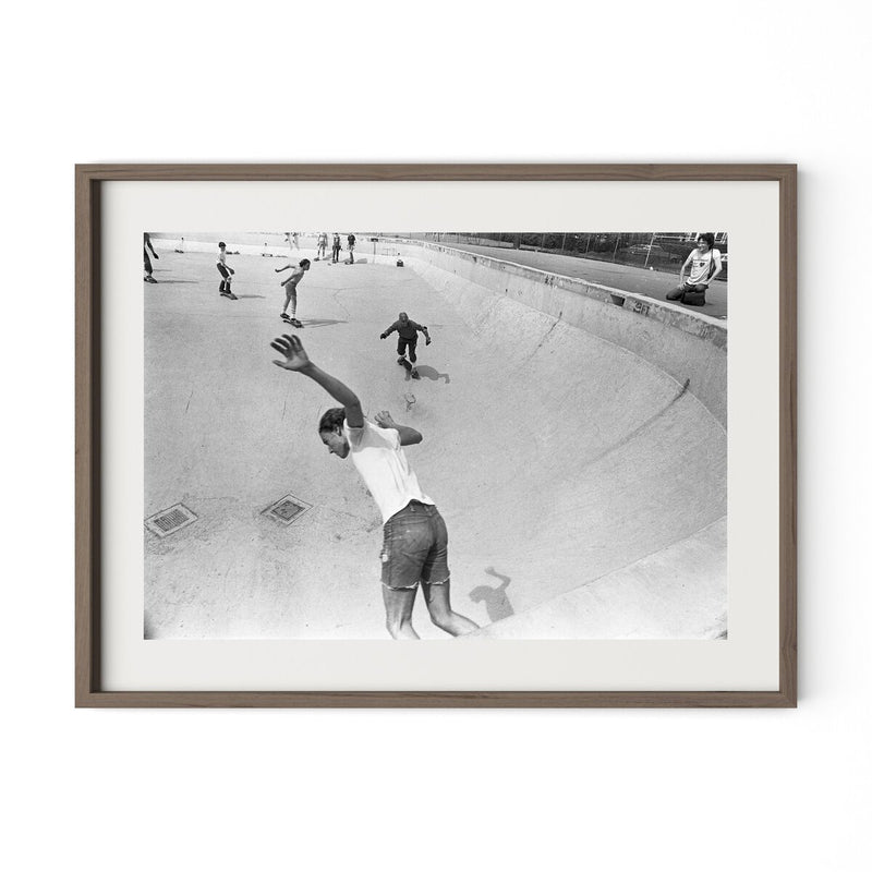 Skateboarding In A Drained Pool I by Barbara Alper - Rustic Walnut