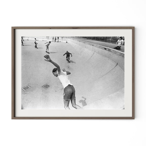 Skateboarding In A Drained Pool I by Barbara Alper - Rustic Walnut