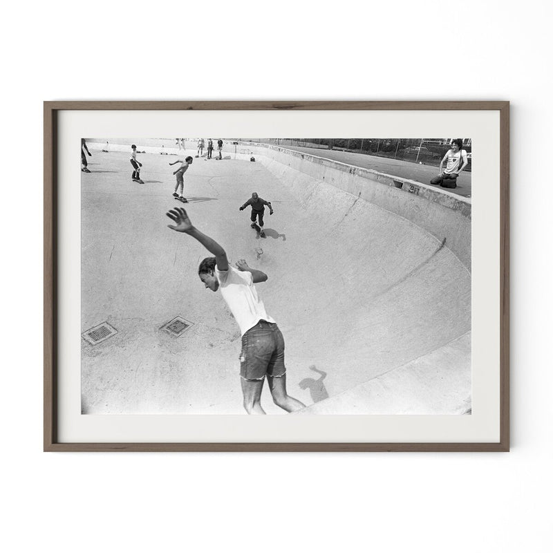 Skateboarding In A Drained Pool I by Barbara Alper - Rustic Walnut