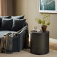 Bucco Round End Table - Black Faux Shagreen