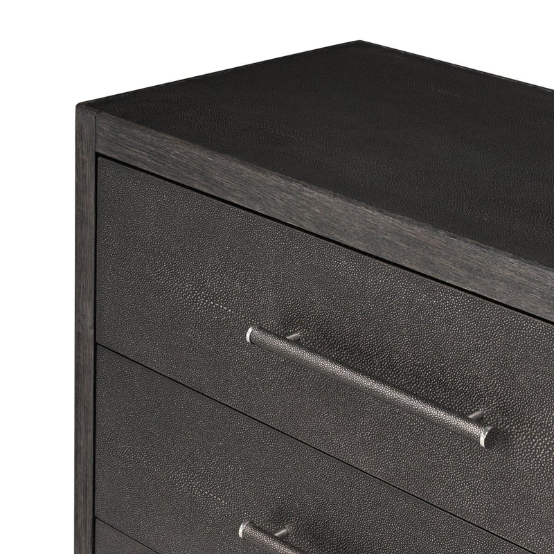 Bucco 6 Drawer Dresser - Black Faux Shagreen
