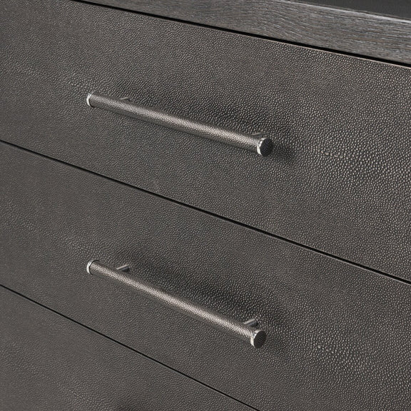 Bucco 6 Drawer Dresser - Black Faux Shagreen
