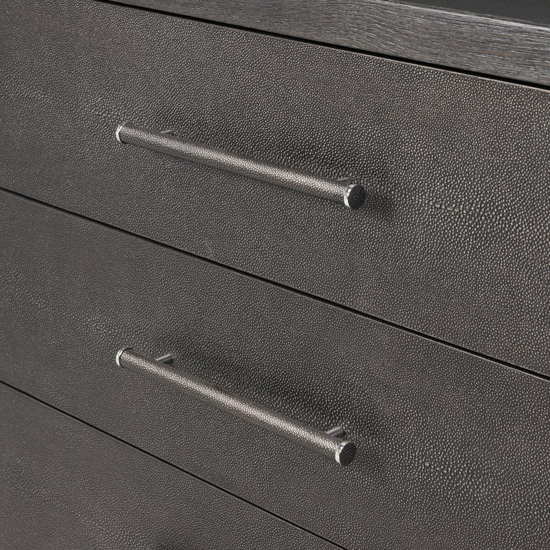 Bucco 6 Drawer Dresser - Black Faux Shagreen