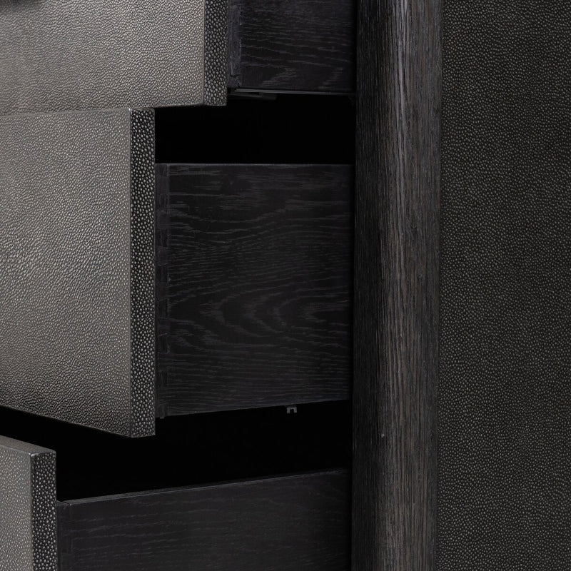 Bucco 6 Drawer Dresser - Black Faux Shagreen