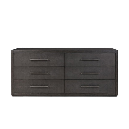 Bucco 6 Drawer Dresser - Black Faux Shagreen